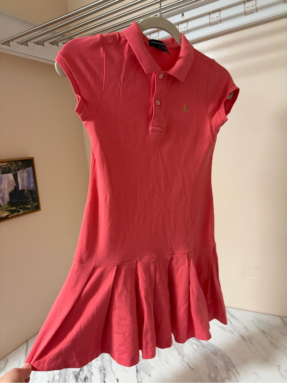 Ralph Lauren Girls' Coral Pink Polo Dress